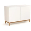 Image de Buffet 2 portes 120x48x85 cm décor blanc et chêne - TORVA
