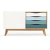 Image de Buffet 4 tiroirs & 1 porte Avon 128cm Chêne & Turquoise