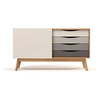 Image de Buffet 4 tiroirs & 1 porte "Avon" 128cm Chêne & Gris