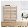 Image de Buffet 4 portes 90x45x122 cm décor frêne et chanvre - AVEDIS