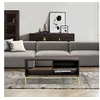 Image de Table basse 100x44x45 cm décor chêne noir et métal doré - LOUNIS
