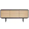 Image de Buffet 4 Portes & 2 Niveaux "Stripe" 161cm Chêne & Noir