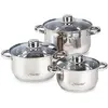 Image de Batterie de Cuisine Induction Acier Inoxydable 6 pcs 3 Couvercles Verre Trempé Maestro MR-2020-6M Argent