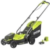 Image de Ryobi RLM18C33B25 Tondeuse à gazon sans fil Largeur de coupe 33 cm, Hauteur de coupe réglable avec sac de collecte de 35 l, avec batterie + chargeur en occasion ou reconditionné