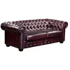 Image de Canapé chesterfield 3 places BRENTON 100% cuir de buffle - Bordeaux