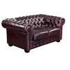 Image de Canapé chesterfield 2 places BRENTON 100% cuir de buffle - Bordeaux