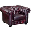 Image de Fauteuil chesterfield BRENTON 100% cuir de buffle - Bordeaux