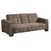 Image de Canapé 3 places clic-clac en microfibre DEVONSHIRE avec tablette centrale rabattable - Marron