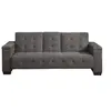 Image de Canapé 3 places clic-clac en microfibre DEVONSHIRE avec tablette centrale rabattable - Gris