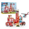 Image de Set de construction - Fire Station Large - Crée Une Caserne de Pompiers avec Véhicules et Accessoires - 976 pièces