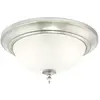 Image de 63056 Luminaire de plafond de 33 cm à montage à ras d'intérieur, finition nickel brossé avec verre dépoli en occasion ou reconditionné