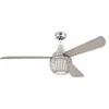 Image de 72208 ventilateur de plafond d?intérieur graham de 132cm en nickel lustré, kit d?éclairage led à variateur avec abat-jour cage et verre opale dép