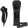 Image de 2 en 1 Manette Wiimote Motion Plus intégré et Nunchunk compatible pour Nintendo Wii et Wii U -QUMOX noire