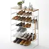 Image de Étagère à chaussures à 6 niveaux avec tablette en bois Blanc