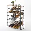 Image de Étagère à chaussures à 6 niveaux avec tablette en bois Noir
