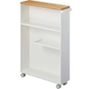 Image de Yamazaki - Etagère de toilette sur roulettes métal et bois Slim blanc