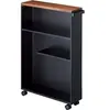 Image de Etagère de toilette sur roulettes métal et bois Slim noir