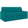 Image de Canapé 2 places convertible express en tissu bleu turquoise - Couchage 120 cm - Matelas 22 cm avec mémoire de forme CALIFE