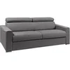 Image de Canapé 4 places convertible express en tissu gris - Couchage à lattes larges 160 cm - Matelas 18 cm VIZIR