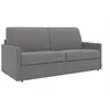 Image de Canapé 3 places convertible express en tissu gris clair - Couchage à lattes larges 140 cm - Matelas 14 cm CALIFE