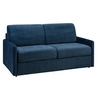 Image de Canapé 3 places convertible express en velours bleu nuit - Couchage à lattes larges 140 cm - Matelas 14 cm CALIFE
