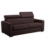 Image de Canapé 3 places convertible express en tissu marron - couchage lattes larges 140 cm - Matelas 18 cm avec mémoire de forme VIZIR