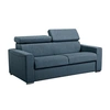 Image de Canapé 3 places convertible express en tissu bleu - couchage lattes larges 140 cm - Matelas 18 cm avec mémoire de forme VIZIR