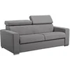 Image de Canapé 3 places convertible express en tissu gris - couchage 140 cm - Matelas 16 cm mémoire de forme VIZIR