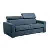 Image de Canapé 3 places convertible express en tissu bleu - couchage lattes larges 140 cm - Matelas 16 cm avec mémoire de forme VIZIR