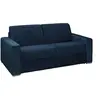 Image de Canapé 3 places convertible express en velours bleu nuit - Couchage lattes larges 140 cm - Matelas 18 cm avec mémoire de forme CALITO