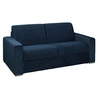 Image de Canapé 3 places convertible express en velours bleu nuit - Couchage lattes larges 140 cm - Matelas 16 cm avec mousse à mémoire de forme CALITO