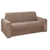 Image de Canapé 3 places convertible express en velours beige - Couchage lattes larges 140 cm - Matelas 16 cm avec mousse à mémoire de forme CALITO