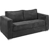 Image de Canapé 3 places convertible express en velours côtelé gris anthracite - Couchage 140 cm - Matelas 14 cm LORETO