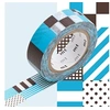Image de Masking tape rayé carrés bleu et noir - 1,5 cm x 7 m - Masking Tape