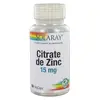 Image de Solaray Citrate de Zinc 15mg 60 capsules végétales