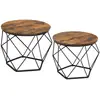 Image de Tables basses gigognes lot 2 effet bois style industriel Marron