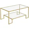 Image de Table basse 2 niveaux en verre trempé doré métallique