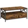 Image de Table basse effet bois acier marron rustique et noir