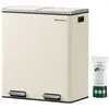 Image de Poubelle cuisine poubelle de tri 2 x 30L acier crème avec 15 sacs