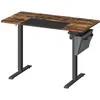 Image de Bureau assis debout électrique effet bois acier marron rustique
