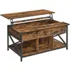 Image de Table basse plateau relevable effet bois marron rustique