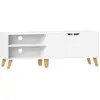 Image de Meuble TV 140 cm 2 portes 2 compartiments effet bois blanc