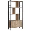 Image de Étagère style industriel 2 portes effet bois marron boisé