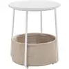 Image de Petite table basse ronde avec panier tissu effet bois bleu poudré