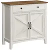 Image de Buffet effet bois acier blanc rustique et marron miel
