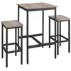 Image de Table à manger avec 2 chaises petite table grège chiné et noir