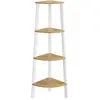 Image de Étagère d'angle à 4 niveaux couleur chêne naturel et blanc mat