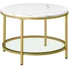 Image de Table basse support en verre trempé blanc marbré et doré clair