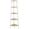 Image de Étagère d'angle bibliothèque 5 niveaux couleur chêne naturel blanc mat