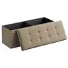 Image de Banc de rangement pliable 110 x 38 x 38 cm tissu façon lin taupe clair